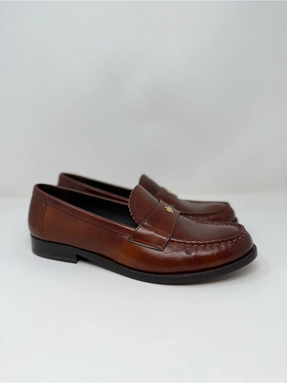 New Tory Burch Classic Leather Loafer In Brown Sz 9.5